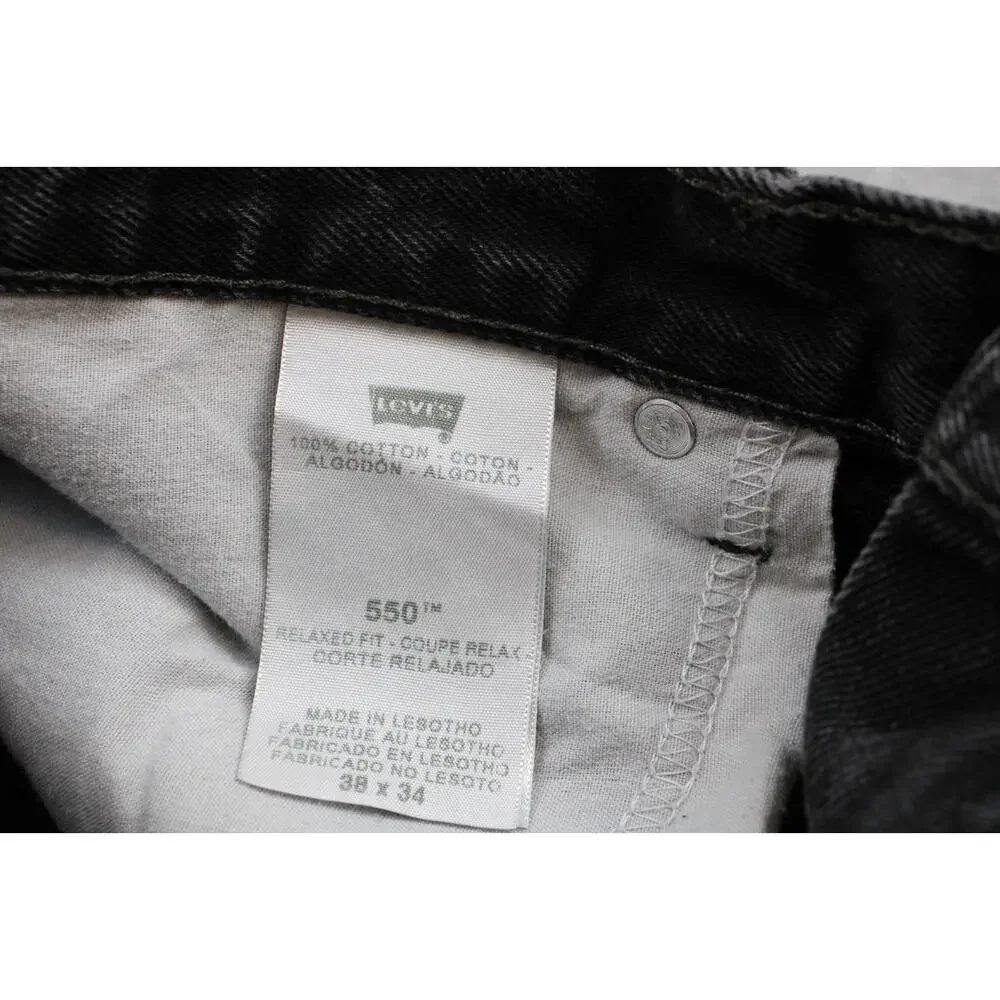 Levi's 550 Jeans Mens Size 38 X 34 Black Relaxed Fit Denim 100% Cotton